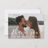 mevrouw & de heer stylish calligraphy bruiloft fot bedankkaart (Voorkant)