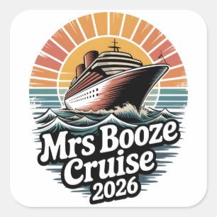 Mevrouw drankcruise 2026 bijpassende koppels vierkante sticker