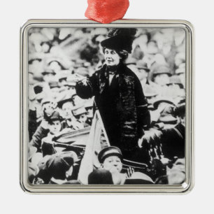 Mevrouw Emmeline Pankhurst richt zich tot een krui Metalen Ornament
