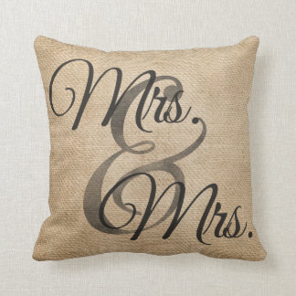 Mevrouw en mevrouw Burlap lesbian Wedding Personal Kussen