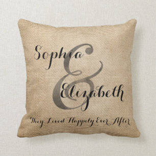 Mevrouw en mevrouw Burlap lesbian Wedding Personal Kussen