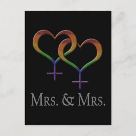 Mevrouw en mevrouw Lesbian Pride Rainbow Symbols Briefkaart