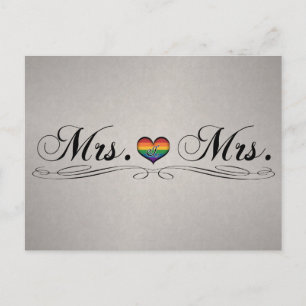 Mevrouw en mevrouw Lesbian Pride Typography Design Briefkaart
