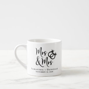 Mevrouw en mevrouw Lesbian Wedding Favor Espresso Kop
