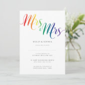 Mevrouw en mevrouw Lesbian Wedding Invitation Rain Kaart (Staand voorkant)