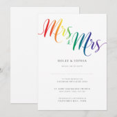 Mevrouw en mevrouw Lesbian Wedding Invitation Rain Kaart (Voorkant / Achterkant)