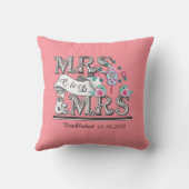 Mevrouw en mevrouw Personalized Lesbian Wedding Gi Kussen (Achterkant)