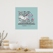 Mevrouw en mevrouw Personalized Lesbian Wedding Gi Poster (Keuken)