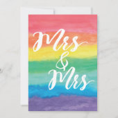 Mevrouw en mevrouw Rainbow Lesbian Wedding Invitat Kaart (Voorkant)
