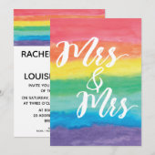 Mevrouw en mevrouw Rainbow Lesbian Wedding Invitat Kaart (Voorkant / Achterkant)