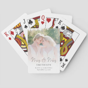 Mevrouw en Mevrouw Script Foto Overlay Lesbisch Hu Pokerkaarten