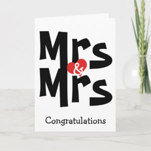Mevrouw en mevrouw trouwen zwart wit felicitaties kaart