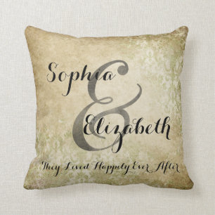 Mevrouw en mevrouw Worn lesbian Wedding Personaliz Kussen
