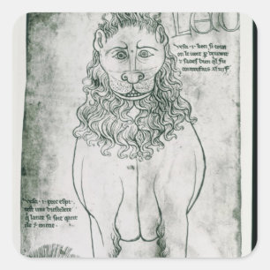 Mevrouw Fr 19093 fol.24v Lion en Porcupine Vierkante Sticker