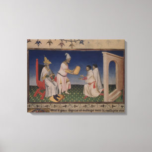 Mevrouw Fr 2810 f.3v Kublai Khan (1214-94), die zi Canvas Afdruk