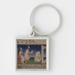 Mevrouw Fr 2810 f.3v Kublai Khan (1214-94), die zi Sleutelhanger