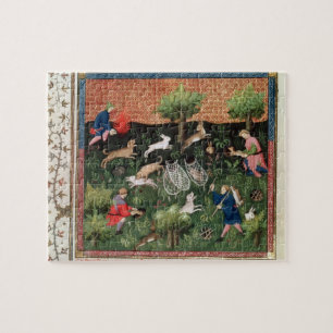 Mevrouw Fr 616 fol.92 Hunting hares, van de Livre Legpuzzel