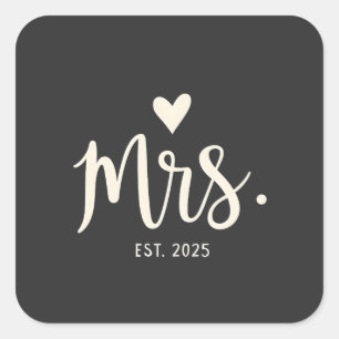 Mevrouw Geschat 2025 Echtgenoot Bruid Verloving Tr Vierkante Sticker