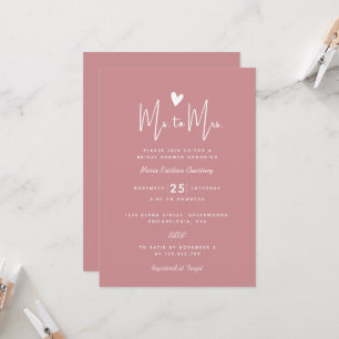 Mevrouw Heart tegen mevrouw Vrijgezellenfeest Puce Kaart