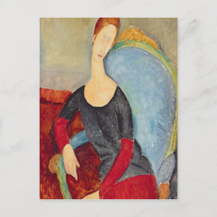 Mevrouw Hebuterne in een blauw voorzitterschap, 19 Briefkaart