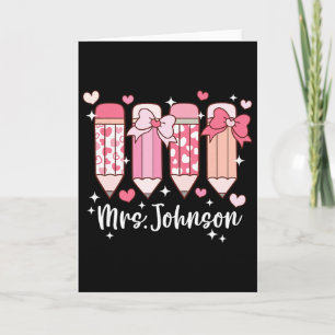 Mevrouw Johnson Onderwijzeres Valentijns Potlood Kaart