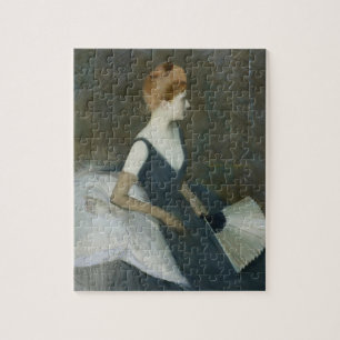 Mevrouw Marthe Letellier zit op een sofa Legpuzzel