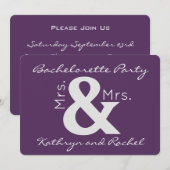 Mevrouw & mevrouw Bachelorette Party Invitation Kaart (Voorkant / Achterkant)