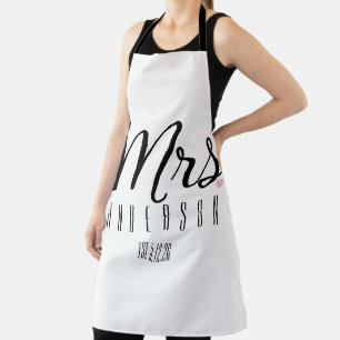 Mevrouw Modern Script Aangepaste Trouwdatum Pasget Schort