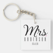 Mevrouw Modern Script Aangepaste Trouwdatum Pasget Sleutelhanger (voorkant)