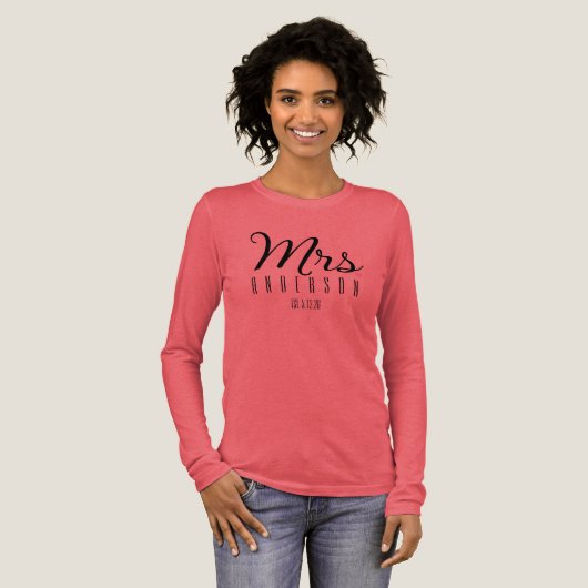 Mevrouw Modern Script Aangepaste Trouwdatum Pasget Tri-Blend Shirt (Voorkant)