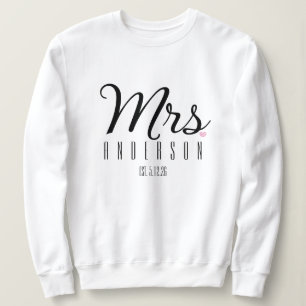 Mevrouw Modern Script Aangepaste Trouwdatum Pasget Trui