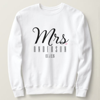 Mevrouw Modern Script Aangepaste Trouwdatum Pasget Trui