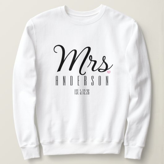 Mevrouw Modern Script Aangepaste Trouwdatum Pasget Trui (Design voorkant)