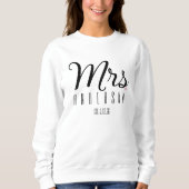Mevrouw Modern Script Aangepaste Trouwdatum Pasget Trui (Voorkant)