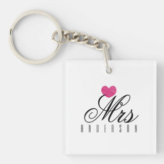 Mevrouw Modern Script Trouwdag Sleutelhanger