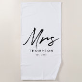 Mevrouw Modern Zwart Wit Minimalistisch Schrift Strandlaken (Voorkant)