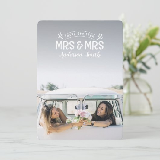 Mevrouw & Mrs bruiloft bedankt u kaarten. (Staand voorkant)