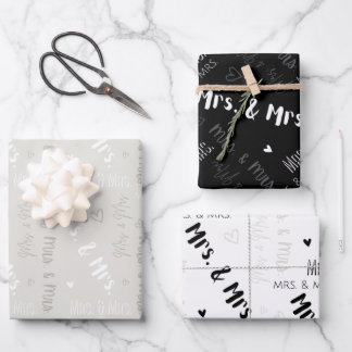 Mevrouw & Mrs Wedding Inpakpapier Vel