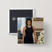 Mevrouw ObamaPortrait Vierkante Button 5,1 Cm (Voorkant /achterkant)