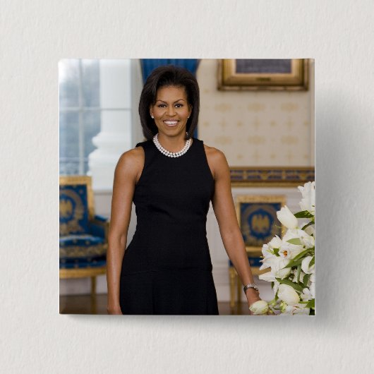 Mevrouw ObamaPortrait Vierkante Button 5,1 Cm (Voorkant)