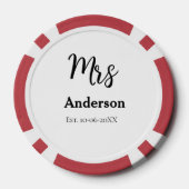Mevrouw pasgetrouwde vrouw bruid naam datum jaar e poker chips (Achterkant)