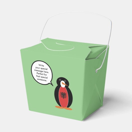 Mevrouw Penguin Albanese vlag praat Bedankdoosjes (Voorkant Zijde)