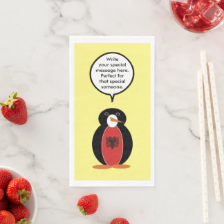 Mevrouw Penguin Albanese vlag praat Servet