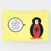 Mevrouw Penguin Albanese vlag praat Spandoek (Horizontaal)
