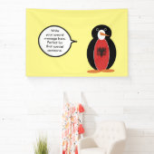 Mevrouw Penguin Albanese vlag praat Spandoek (Insitu)