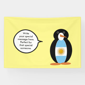 Mevrouw Penguin Argentijnse Vlag Praat Spandoek