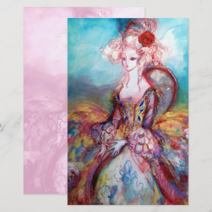 Mevrouw POMPADOUR ,Blauwe Zachte Roze Schoonheid M Briefpapier