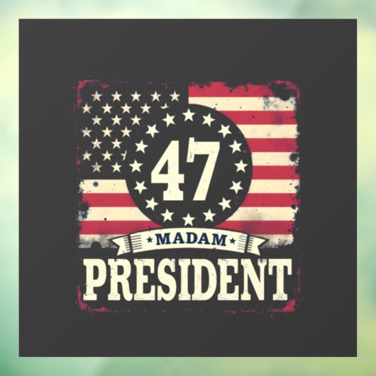 Mevrouw President Amerikaanse vlag 47 harris Walz  Raamsticker (Vel 3)