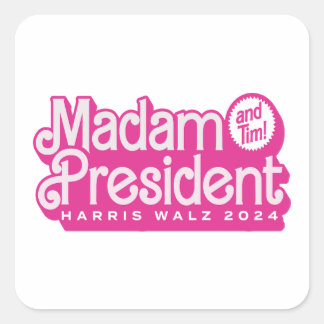 Mevrouw President (en Tim!) Kamala Harris & Tim Wa Vierkante Sticker