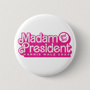 Mevrouw President Harris Walz Ronde Button 5,7 Cm